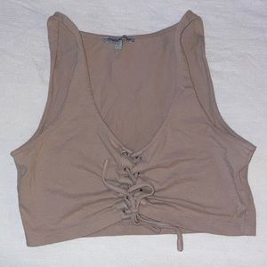 Tan corset style crop top